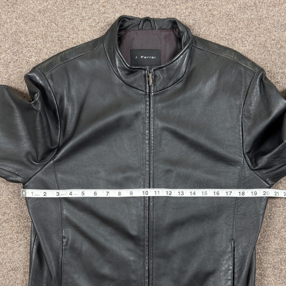J. Ferrar Black Genuine Leather Full Zip Collared Moto Jacket Men’s M 90s Grunge - Picture 10 of 10